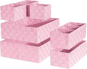 lot 6771 image: Drawer Organizer Cube Baskets for Storage Shelves 7 Pack Pink