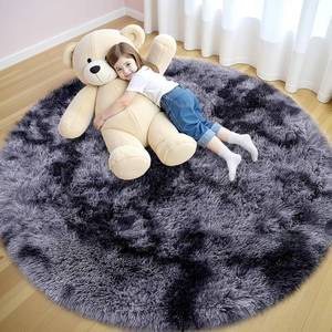 lot 6780 image: OLANLY Tie-Dye Round Rugs, 5x5 ft, Washable, BedroomLiving