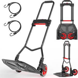 lot 6782 image: $60 Heavy-Duty Steel Folding Hand Truck, 180 lb Capacity Dolly