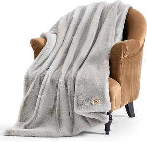 lot 6786 image: $120 UGG Euphoria Faux Fur Throw Blanket, 50 x 70, Seal Grey