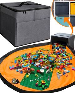 lot 6796 image: XL Toy Storage Organizer with Play Mat, 13x13x15, Collapsible Bin