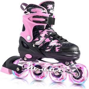 lot 6801 image: Kuxuan Boys Adjustable Inline Skates with Light-Up Wheels Kids Large