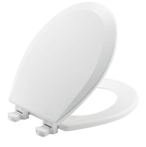 lot 6805 image: Bemis Lift-Off Wood Round Toilet Seat, White, 19 x 15.12 in