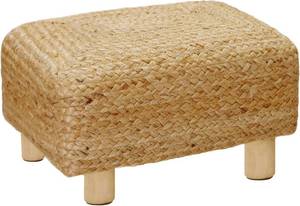 lot 6810 image: COTTON CRAFT Jute Braided Footrest with Wood Legs - Natural
