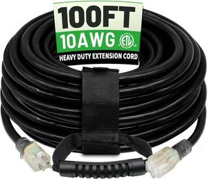 lot 6811 image: $116 POWGRN 100 ft 10 AWG Extension Cord, Waterproof, 3-Prong, SJTW