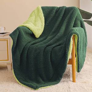 lot 6816 image: Exclusivo Mezcla Reversible Sherpa Throw Blanket 80x60 Green