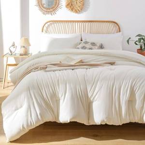 lot 6819 image: ROSGONIA California King Comforter Set Ivory, 3pc (Boho Cal King)