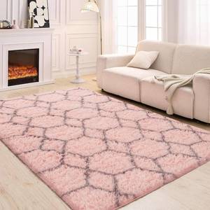 lot 6842 image: Pink Shag Rug 4x6, Machine Washable Plush Non-Slip Area Carpet