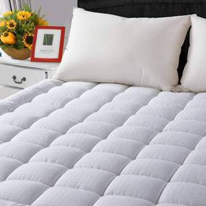lot 6846 image: LEISURE TOWN Cotton Mattress Pad Queen, Fitted Quilted 60x80