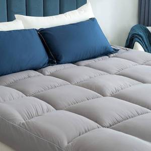 lot 6852 image: $90 King Mattress Topper, Plush Pad, Gray
