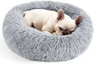 lot 6855 image: Hoewina 20in Donut Dog & Cat Bed - Washable Round Pet Bed