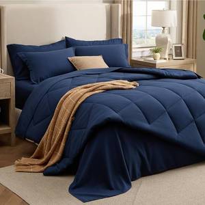 lot 6876 image: Bedsure 7-Piece King Comforter Set, Down Alternative, Navy