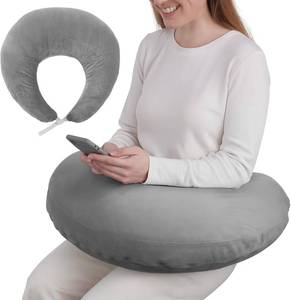 lot 6880 image: Gray U-Shaped Reading Pillow with Adjustable Strap, Crescent