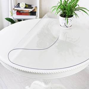 lot 6895 image: 29-Inch Clear Round Plastic Table Protector Wipeable Waterproof