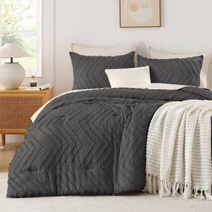lot 6909 image: $47 Andency Dark Grey Comforter Set King Size, 3 Pieces
