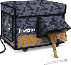 lot 6911 image: $70 Weatherproof Heated Cat House for Outdoors Insulated Shelter, Green