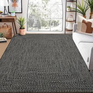 lot 6912 image: GarveeHome Braided Pattern Printed Rug 5x7, Washable, Non-Slip