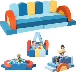 lot 6913 image: $116 Erament 22Pcs Modular Kids Play Couch for Toddler - Convertible