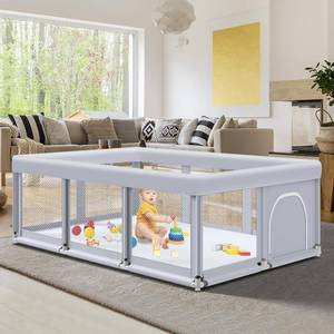 lot 6914 image: $50 74x50 Baby Playpen for Babies & Toddlers, IndoorOutdoor, Grey