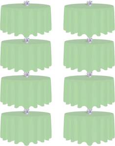lot 6916 image: $57 SIX Pack Light Green Round Tablecloth 120-Inch, Polyester