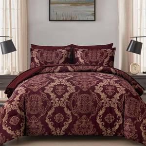 lot 6937 image: $59 WONGS BEDDING Burgundy Comforter Set Queen - 7 Pieces, Microfiber
