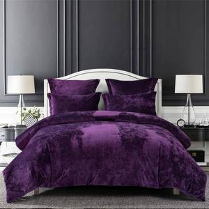 lot 6946 image: $60 Sunshine Nicole Velvet Comforter Set, 5-Piece Purple Queen