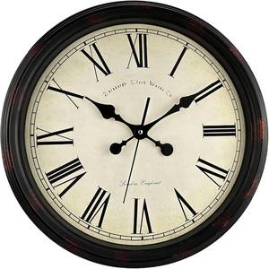 lot 6952 image: Round Classic Wall Clock, Silent Non-Ticking, 16-Inch Quartz