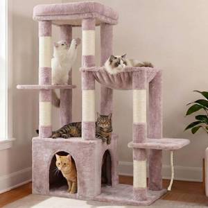 lot 6960 image: $63 Heybly Heavy Duty Cat Tree Tower for Cats, Multi-Level HCT026MU