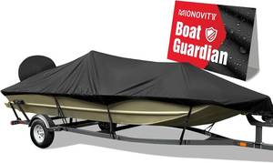 lot 6972 image: $63 800D Heavy-Duty Waterproof Boat Cover 14-16 ft with Motor Cover