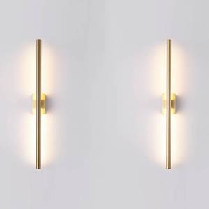 lot 6981 image: $90 Set of 2 Narrow Gold Wall Sconces, Hardwired, 24, Dimmable