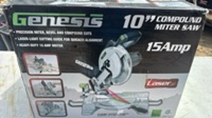 lot 1 image: Genesis 10 Inch Compound Miter Saw with Laser Guide