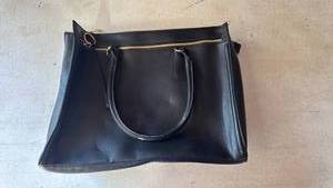 lot 45 image: Black Leather Tote Bag with Gold Hardware