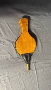 lot 63 image: Traditional Leather Fireplace Bellows with Wood Handles