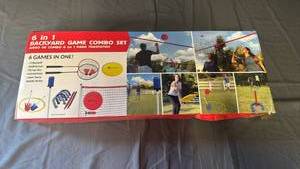 lot 76 image: 6 in 1 Backyard Game Combo Set with Net Games and Lawn Darts