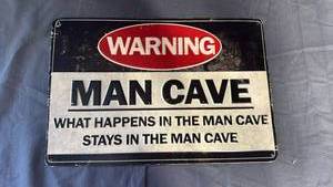 lot 83 image: Man Cave Warning Metal Sign