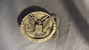 lot 96 image: Proud to be an American Eagle Belt Buckle