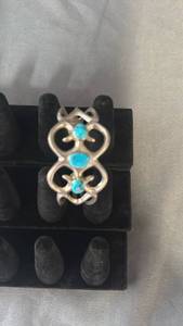 lot 111 image: Sterling Silver Bracelet with Turquoise Stone Accents