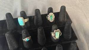 lot 115 image: Sterling Silver Turquoise Ring Collection Set of 4