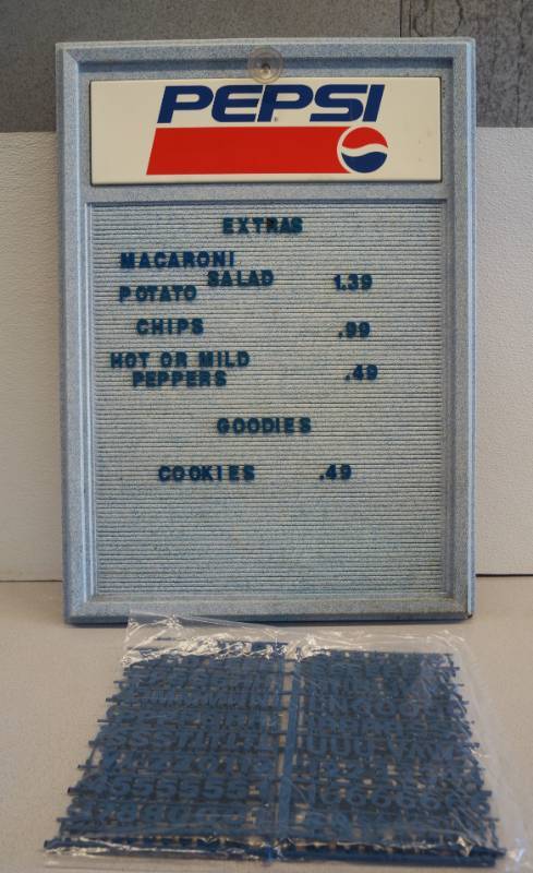 lot 1044 image: PEPSI Menu Display Board with Letters and Numbers