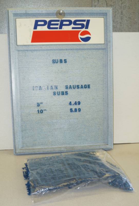 lot 1046 image: PEPSI Menu Display Board with Letters and Numbers