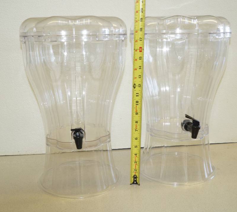 lot 1056 image: 2 Plastic 3 Gallon Beverage Dispensers -