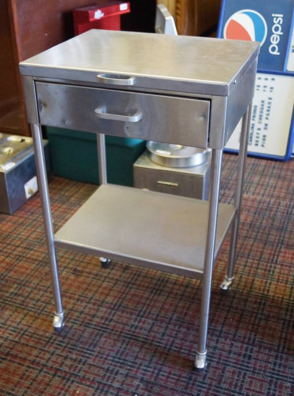 lot 1102 image: Stainless Rolling Cart with Drawer