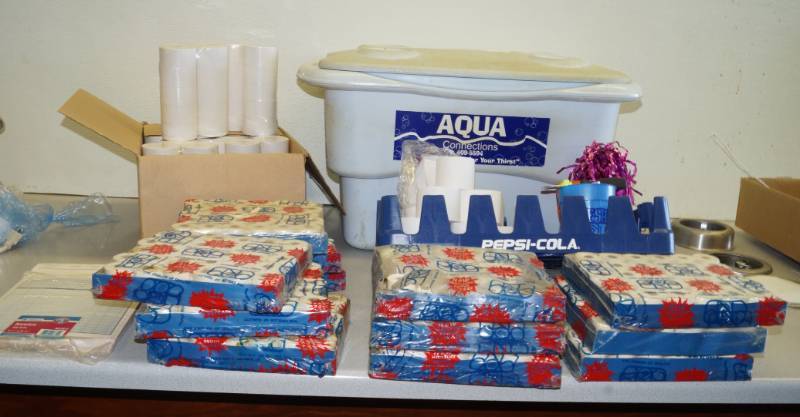lot 1108 image: Aqua Connections Cooler and Lots of Printer Paper with Pepsi Tray