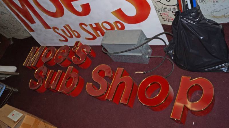 lot 1155 image: 16 LED Letters Moes Sub Shop With Transformers