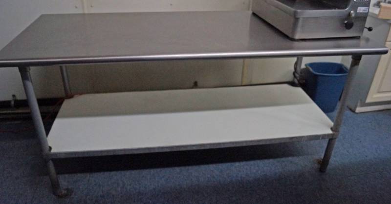 lot 1202 image: 6 Foot Stainless Steel Restaurant Table