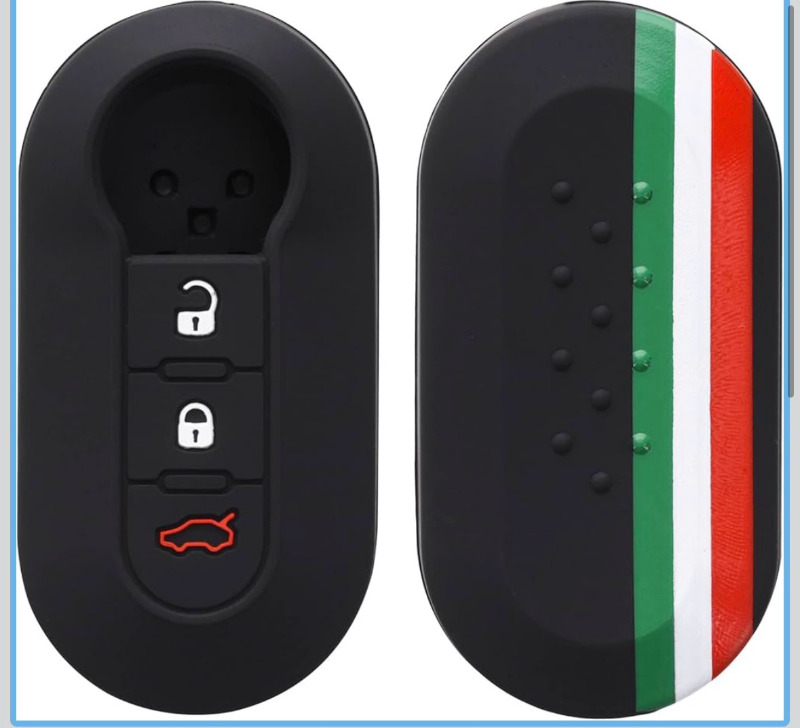 lot 4651141 image: kwmobile Silicone Key Fob Cover Compatible with Fiat Lancia 3 Button Car Flip Key - Retail $11