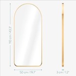 Navaris Arched Wall Mirror - Full Length Golden Arch Framed Mirror - Wall-Mounted Mirror with Gold Aluminum Alloy Frame - 43.3 x 19.7 in (110 x 50 cm) - Retail: $111