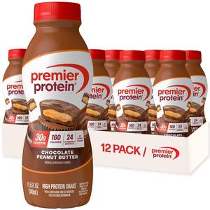 lot 3470 image: Premier Protein Shake, Chocolate Peanut Butter, 30g Protein, No Added Sugar, 24 Vitamins &amp Minerals to Support Immune Health, 11.5 fl oz, 12 Pack BB July 4, 2026