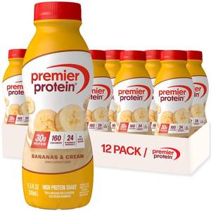 lot 3472 image: Premier Protein Shake, Bananas & Cream, 30g Protein, No Added Sugar, 24 Vitamins & Minerals to Support Immune Health, 11.5 fl oz, 12 Pack BB APR 2026