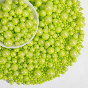 lot 3534 image: Lot of 2, Edible Green Pearl Sprinkles,130g,Bright Green Pearls,Light Spring Sugar Pearls Mix Size Sprinkle for Cake Decorating,Baking Edible Candy BB MAR 2027